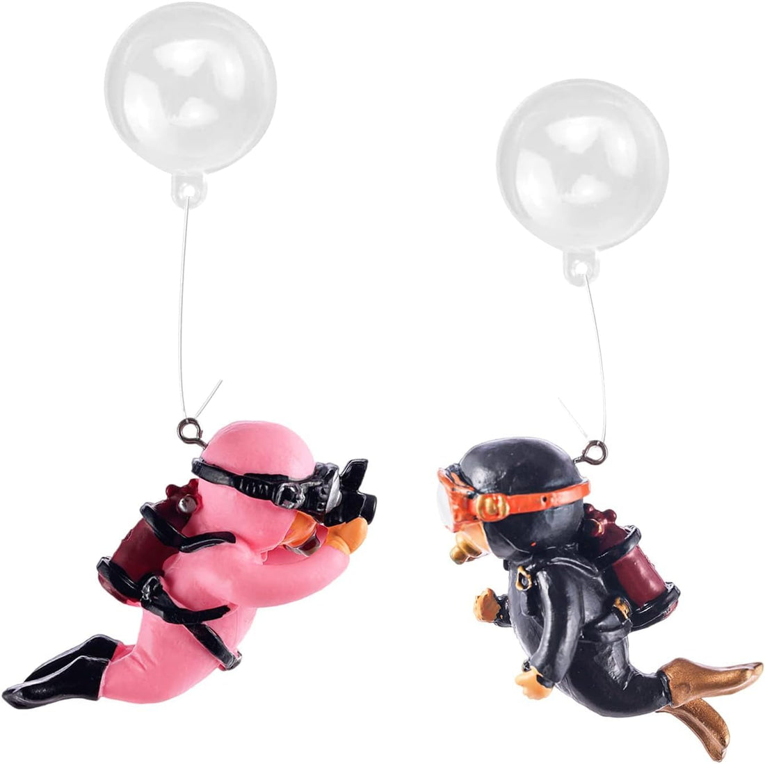 2 Pcs Fish Tank Decorations Diver Decorative Ornament Floating Pendant for Creative Fish Tank Accessories, Aquarium Decorations, Marine Landscaping (Pink+Black)
