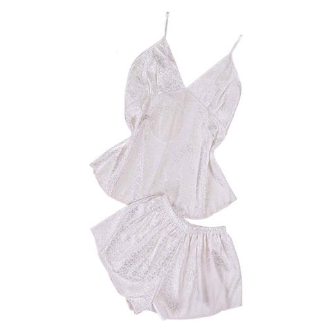 2 Piece Hot Short & Tankless Top Lingerie Set Women Silk Pajamas One Size 50K to 80K (NO:3031)