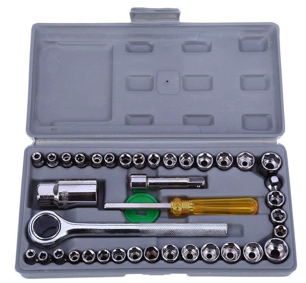 40 In 1 Pcs Tool Kit & Screwdriver and Socket Set,Hand Tool Kit Wrench Set Multi Purpose Combination Tool Case Precision Socket Set,Bike Tool Kit Set All Bike, Car Tool Kit Set (40 IN 1)