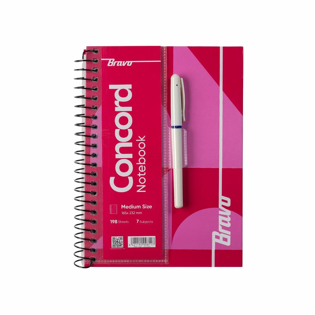 Bravo New Concord Notebook, Medium, 198 Sheets, Pink