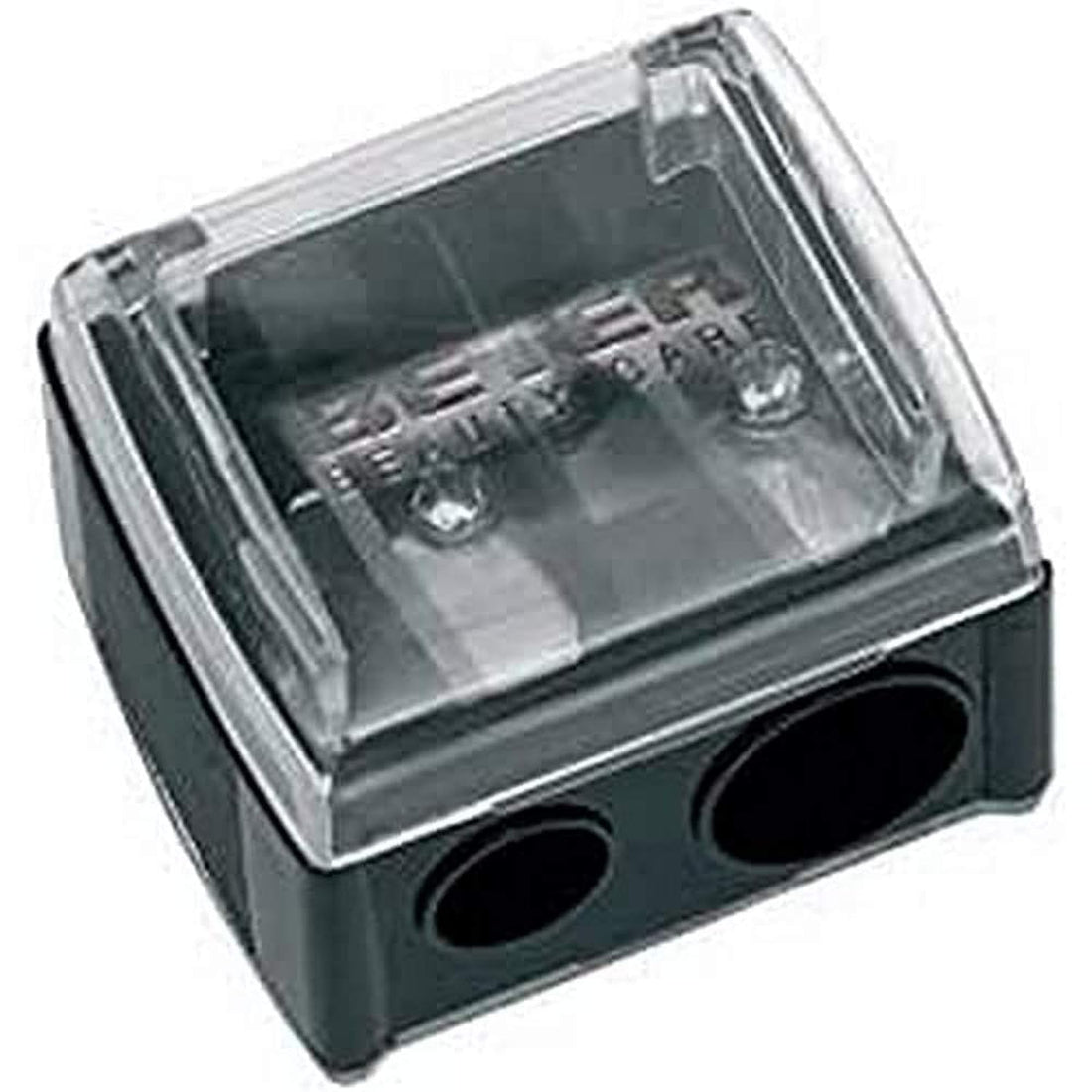 Double cosmetic pencil sharpener with catch 34056