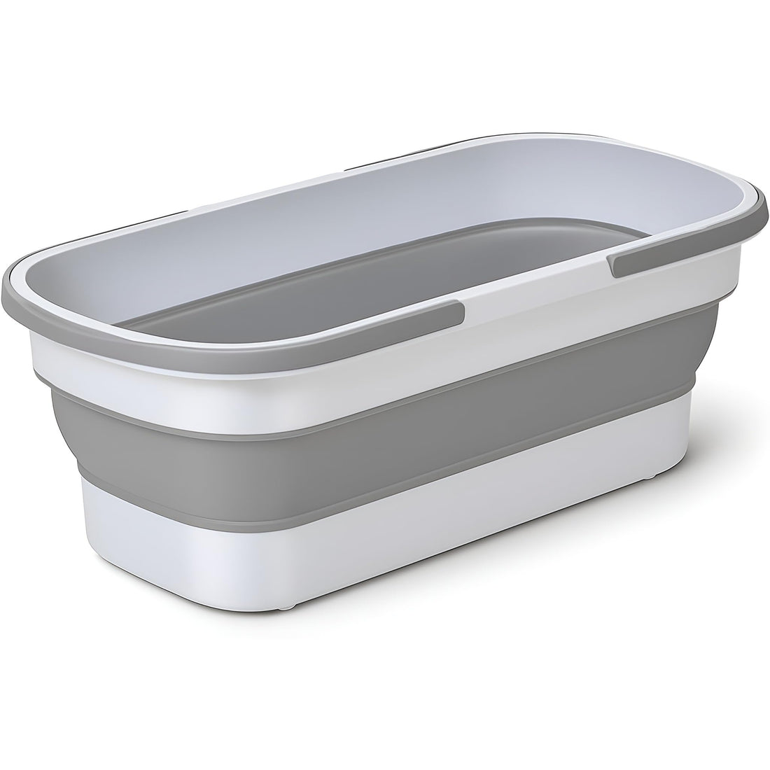 Collapsible Silicone Bucket with Wheels & Double Handles, Portable Multipurpose Bucket for Home Cleaning Car Camping Rectangular Space-Saving Easy Storage Washing Bowl for Cleaning Dishes and Floor