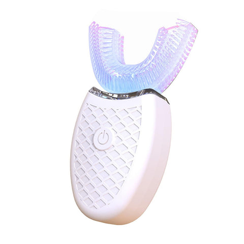 U-Shaped Electric Sonic Toothbrush, Azonee Automatic Cleaning, Cold Light Teeth Whitening, Oral Care Tool for Travel and Home (White)