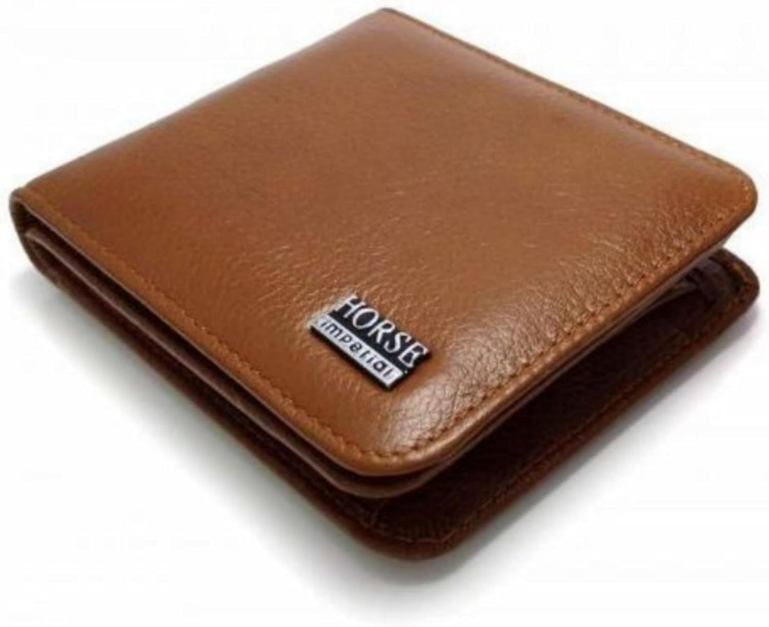 Mens Leather Wallet Classic Bifold Multi Card Pockets Wallet with ID Window, 11.5 * 9.5cm (Brown)