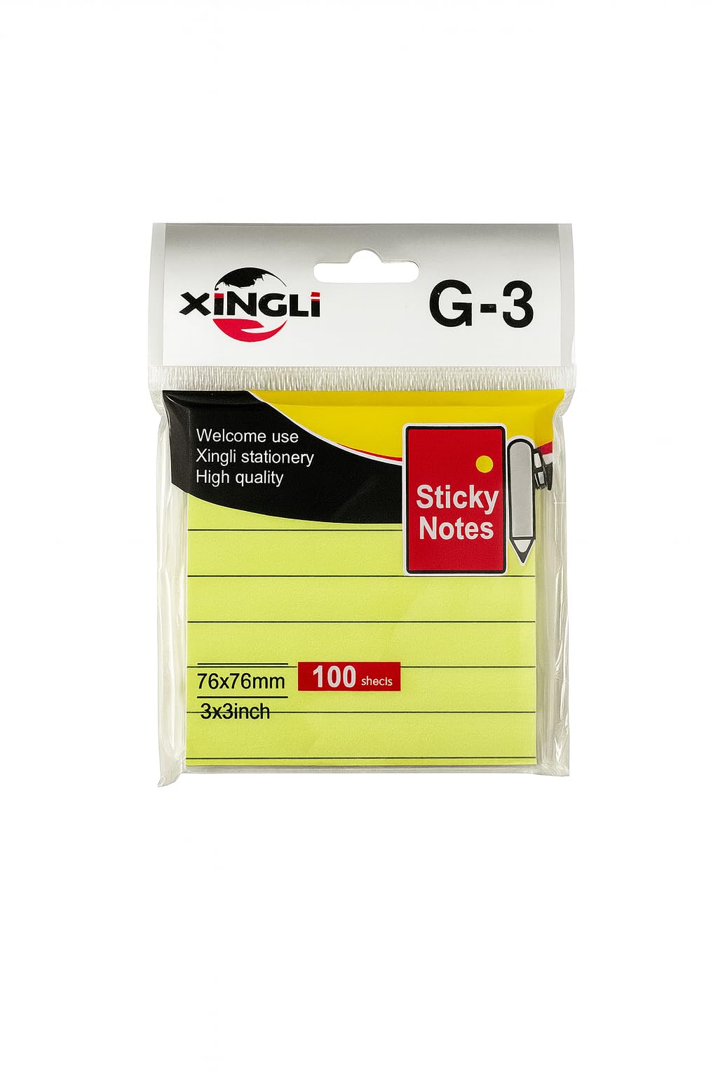 Post It Fluorescent Lined S1 Sticky Notes, Single Pack