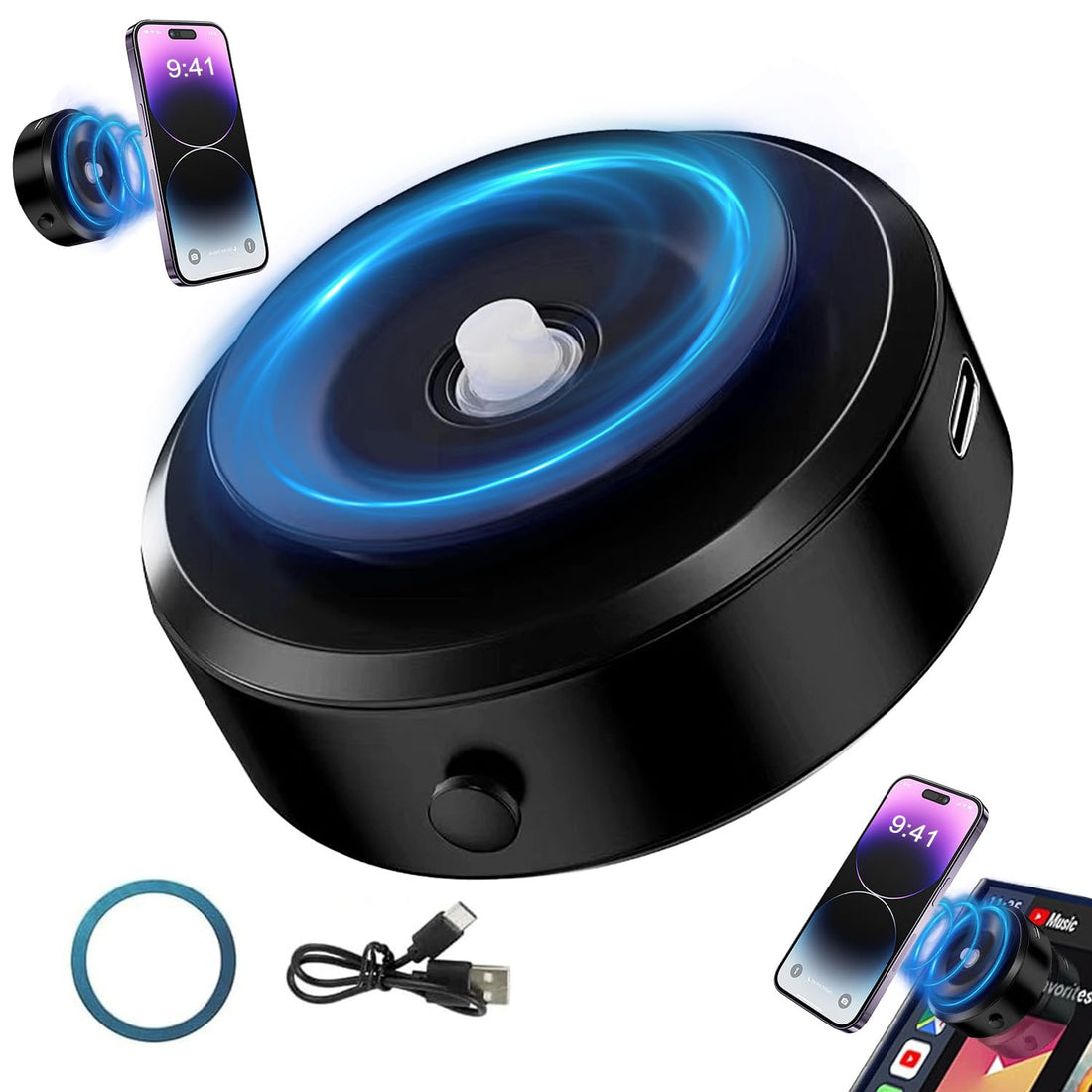 Electric Vacuum Magnetic Suction Phone Mount, Double-Sided Holder Vacuum HandsFree Magnetic Suction Phone Mount for Car, Dashboard, Windshield,Gym, Kitchen