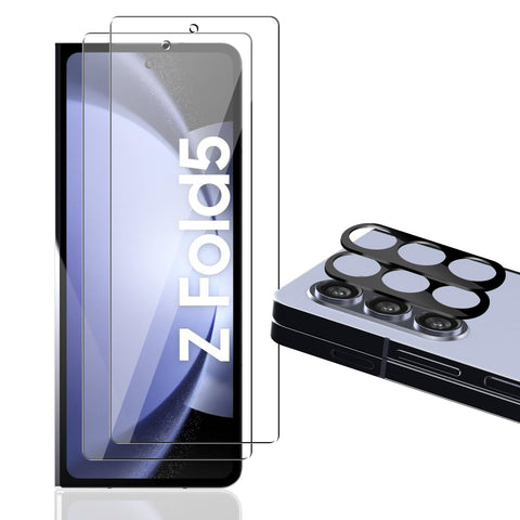 Teenrpov Screen Protector for Samsung Galaxy Z Fold 5 Tempered Glass + Camera Protection [2+2 Pieces], 9H HD Clear Screen Protector Camera Protective Glass for Samsung Galaxy Z Fold 5 Tempered Glass