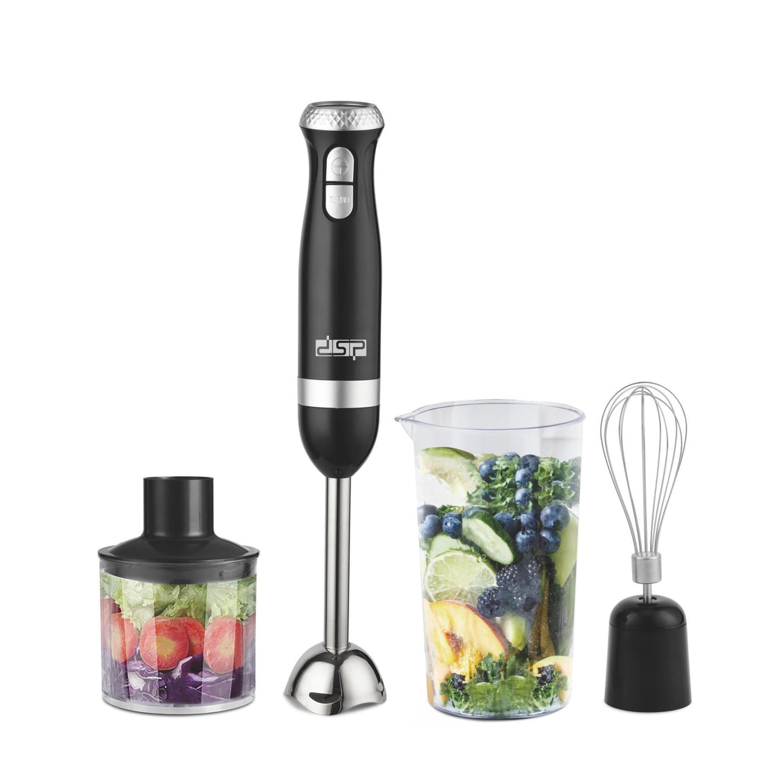 DSP Hand Blender 5-in-1, 1000W Power, Full Copper Motor, ABS & Stainless Steel Construction – Includes 700ml Measuring Cup, Egg Whisk, Grinder - Versatile Kitchen Companion, KM1086