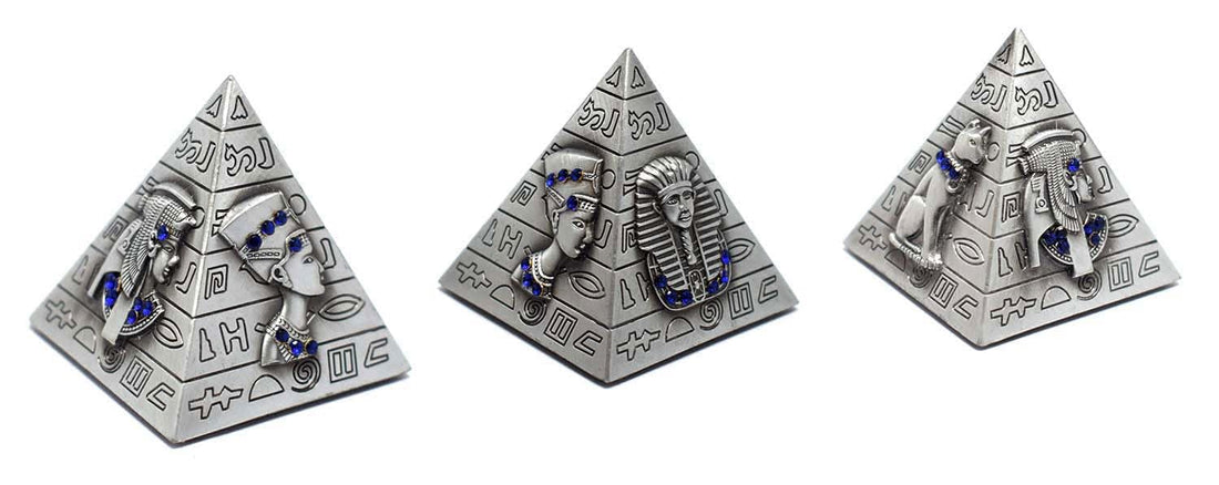 immatgar pharaonic Egyptian Pyramid From Metal souvenirs gifts from Egypt (shape1 - Silver - 3.5 CM Height)