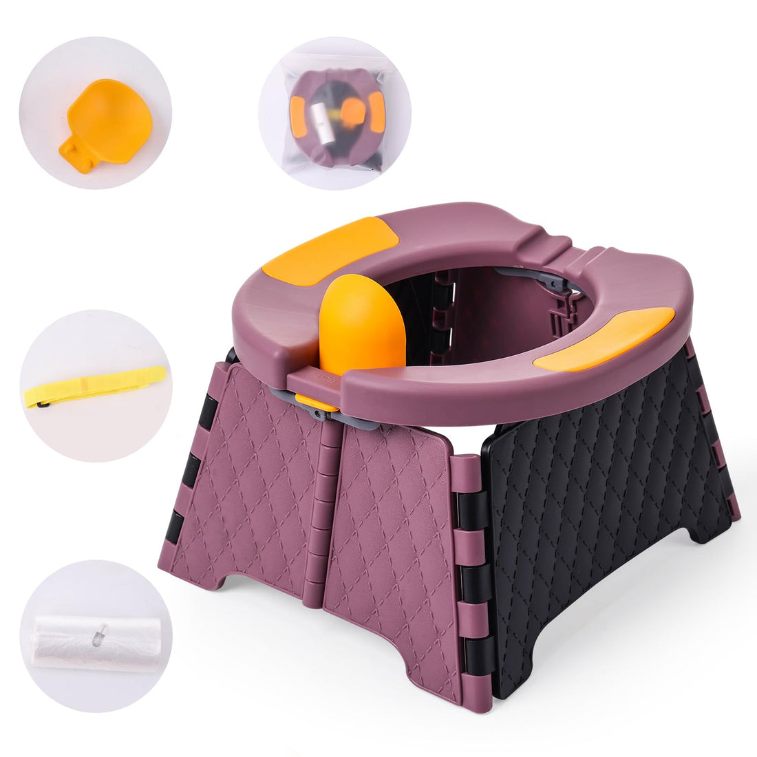 Portable Potty for Toddler Travel, Kids Travel Potty, Foldable Toilet Seat, Baby Potty Training Toilet for Outdoor and Indoor Easy to Clean (Purple) by Yszawmx, Includes 30 Replacement Bags