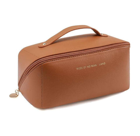 SHAR A brand-new, high-end, waterproof, vintage women's PU leather makeup bag that doubles as a cosmetic organizer and beauty case, Brown, Bag