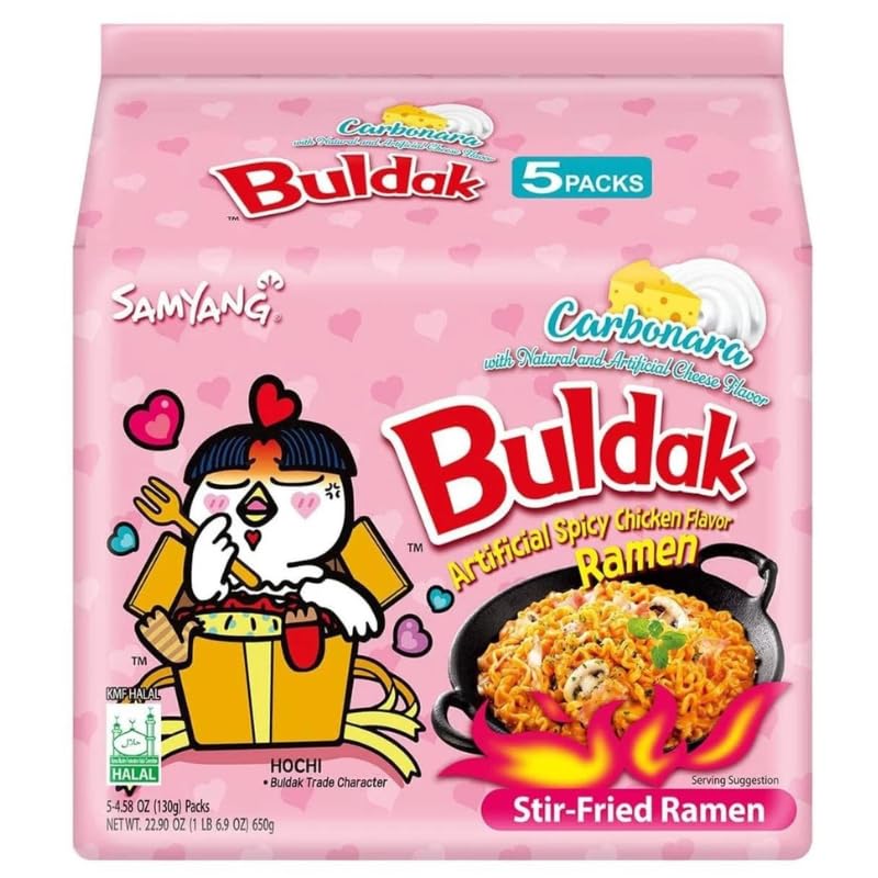 samyangg Buldak Carbonara N Ramen Korean Noodles Halal 650g (130g x 5)