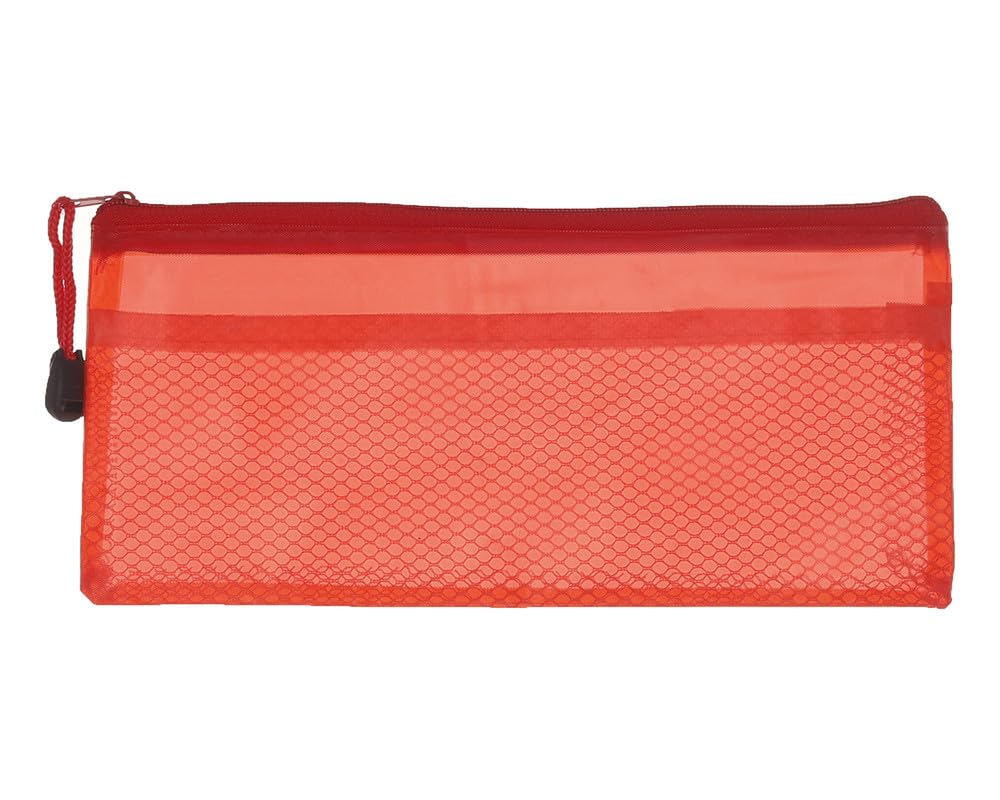 3A MS1001-A6 Plastic Zipper File 10 * 23 cm 1 Piece - Red
