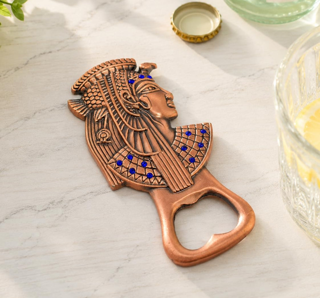 Immatgar Pharaonic Fridge Magnet with bottle opener - Egyptian Souvenir Ancient Egypt Décor Ornament - from Metal (Cleopatra - Burnt Red)