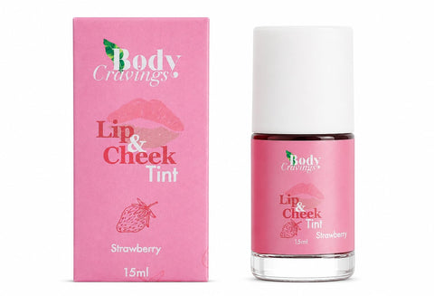 Body Cravings Strawberry Lip & Cheek Tint | 15ml | Brush Applicator | Long-Lasting Lip & Cheek Stain | Natural Pink Flush | Buildable Color
