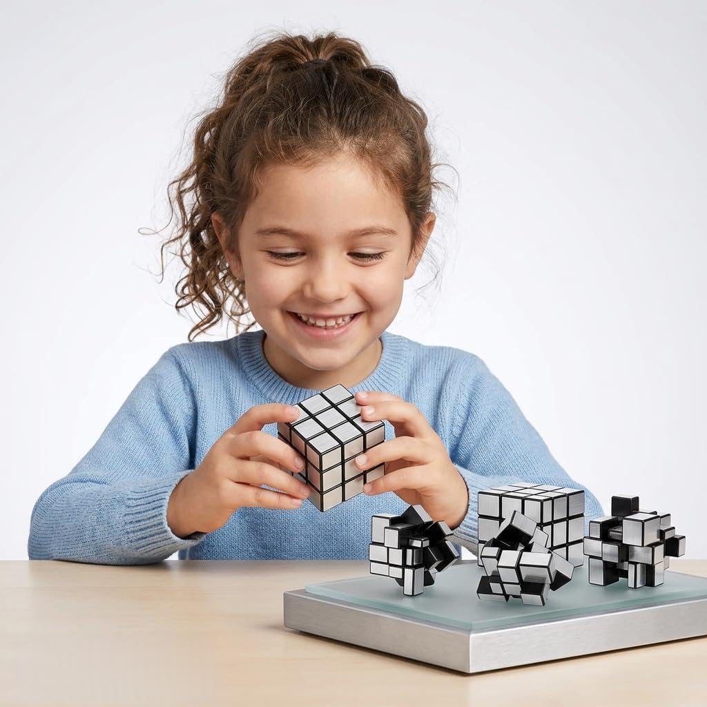 GHAZAL Mirror Blocks 3x3 Speed Cube Magic Puzzle Toy Single Set Ages 6+ - Dark Grey