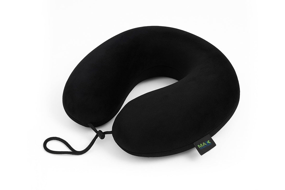 Max Comfort Memory Foam Travel Neck Pillow - Black, Memory Foam (Black)