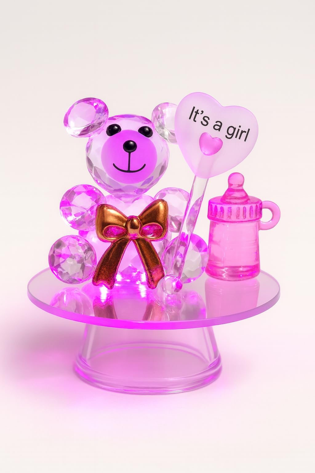 ANTIQUES Cute Gift for Gifts(Gift Crystal Elegant Bear Luminous Pink Multi Color Lighting)