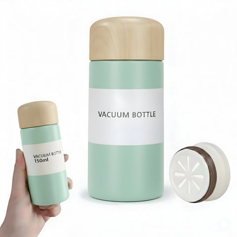 150ml Small Insulated Beverage Bottle for Coffee and Tea – Double Wall 304 Stainless Steel – Leakproof for Travel and Office (Light Green)