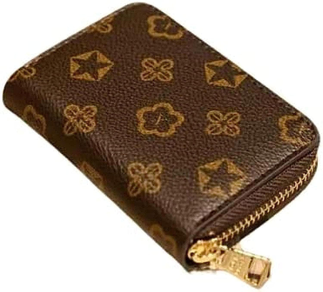 Unisex-Adults Modern Brown Shapes Leather Wallet - Zip-around, Zipper Closure, Genuine Leather, 60 grams, 2 cm x 8 cm x 11.2 cm, 2 Pockets