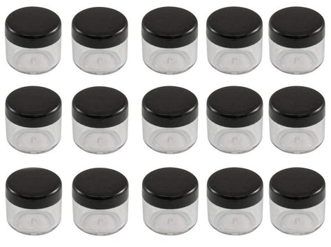50Pcs 20Gram/ML 0.7Oz Empty Refillable Clear Plastic Travel Cosmetic Cream Lotion Bottle Jars Containers with Black Screw Lid for Makeup Face Cream Nails Powder Facial Mask Ointment