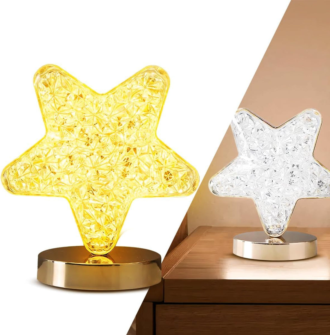 Desk Lamp, Table Lamp, Led Lights, Led Lamp Golden Acrylic Crystal Table Lamp with 3 Lighting Modes and Touch Dimming (Desk Lamp - 8207)