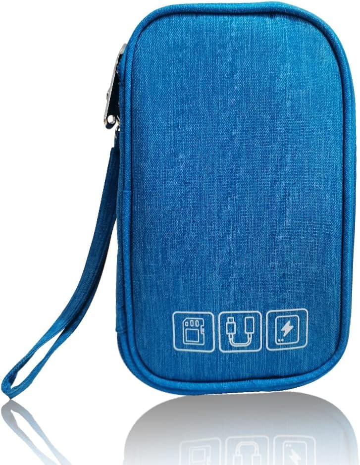 Electronic Organizer Bag, Travel Cable Accessories Case, Waterproof Electronic Accessories Organizer Bag for Power Bank, Charging Cords, Chargers, Mouse, USB Cable, Earphones(Smart Home) (Blue)