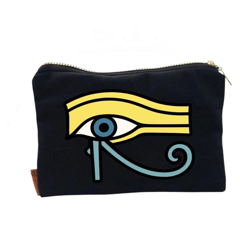 Egyptian Pharaonic Canvas Pouch, Makeup Bag & Accessories Organizer, Thick Cotton Fabric, Padded Interior, Gold Zipper, Single-Sided High-Quality Digital Print, 23 x 17 cm (Design -5)