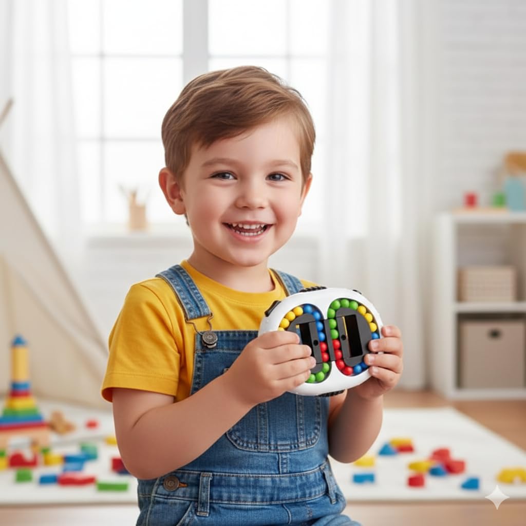 This is GHAZAL Rotating Magic Bean Cube Toy. (BLUE)