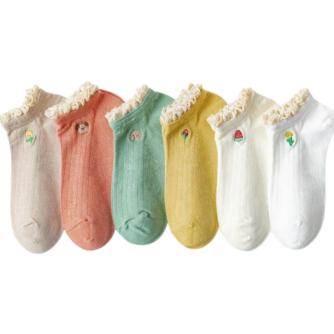 Women's Ankle Casual Socks, Comfortable Foot Socks, 5 Pairs + 1 Gift, 6 Pairs Full, Size (34-42)
