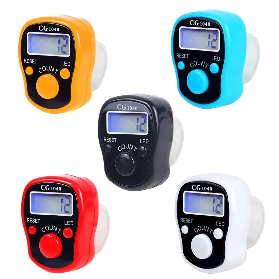 EQ Finger Counter - 5 Digital LED Electronic Handheld Tally Counter Clicker with Case