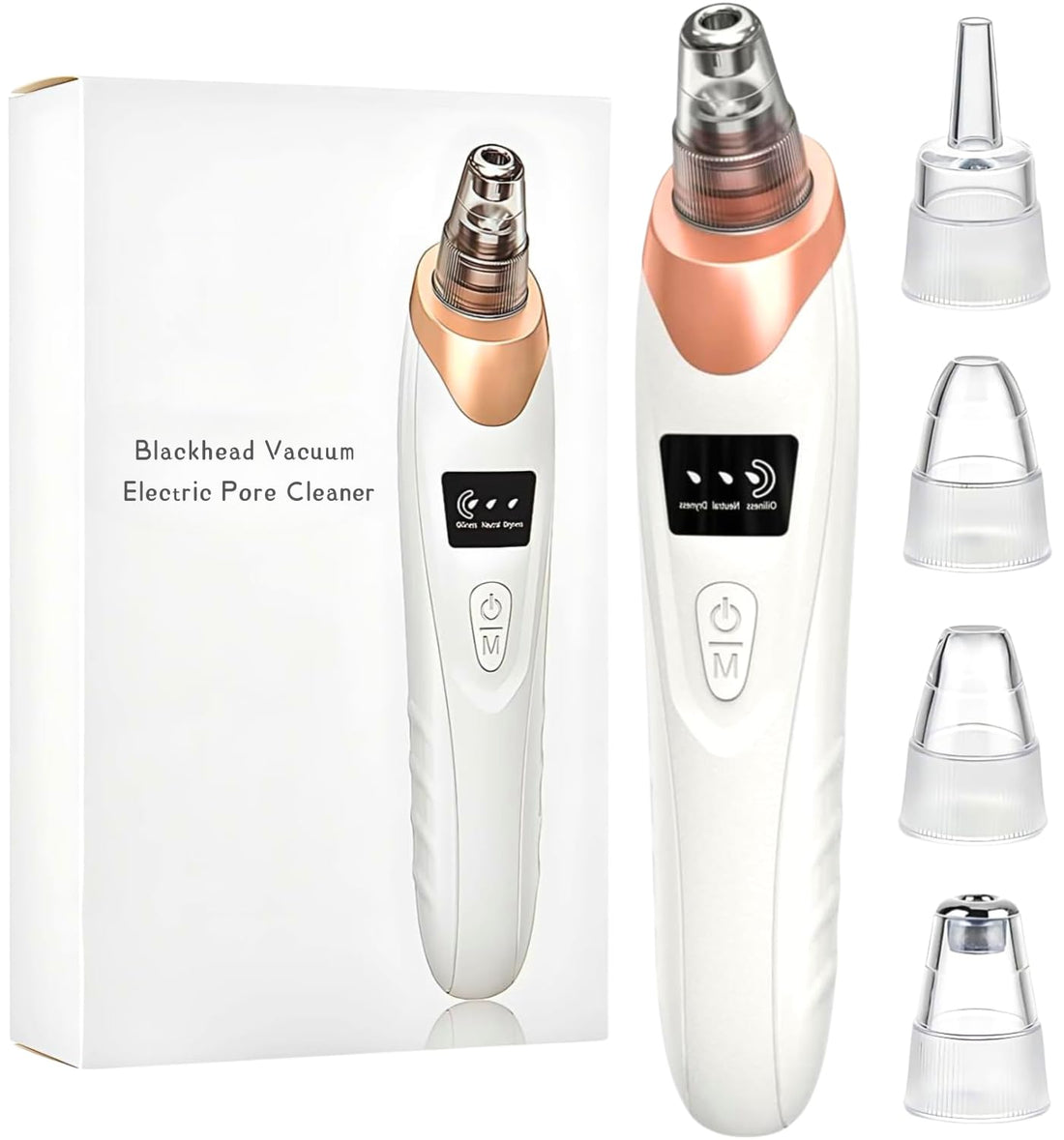 2025 Electric Pore Cleaner, Blackhead Remover, Pore Vacuum LED Display, 5 Suction Head, Battery-Powered Facial Pore Vaccum Device Kit, USB Rechargeable Blackhead Vacuum, Acne Pores Extractor Tool