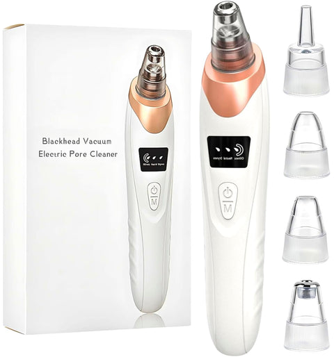 2025 Electric Pore Cleaner, Blackhead Remover, Pore Vacuum LED Display, 5 Suction Head, Battery-Powered Facial Pore Vaccum Device Kit, USB Rechargeable Blackhead Vacuum, Acne Pores Extractor Tool