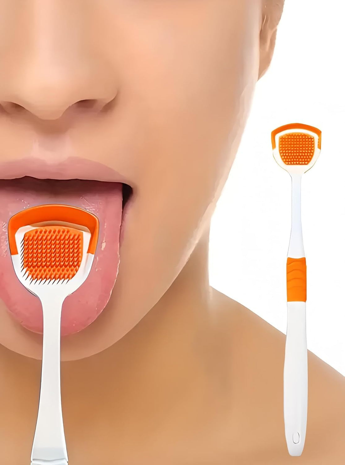 Tongue Coating Brush, Silicone Tongue Scraper, Double-Sided, Oral Hygiene, Bad Breath Remover, 1 PC Random Color