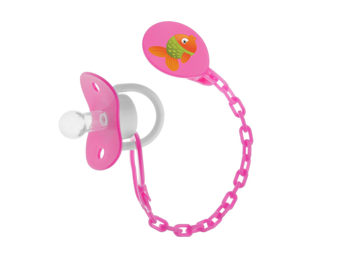 Bubbles pacifier with chain 0-3M Rose