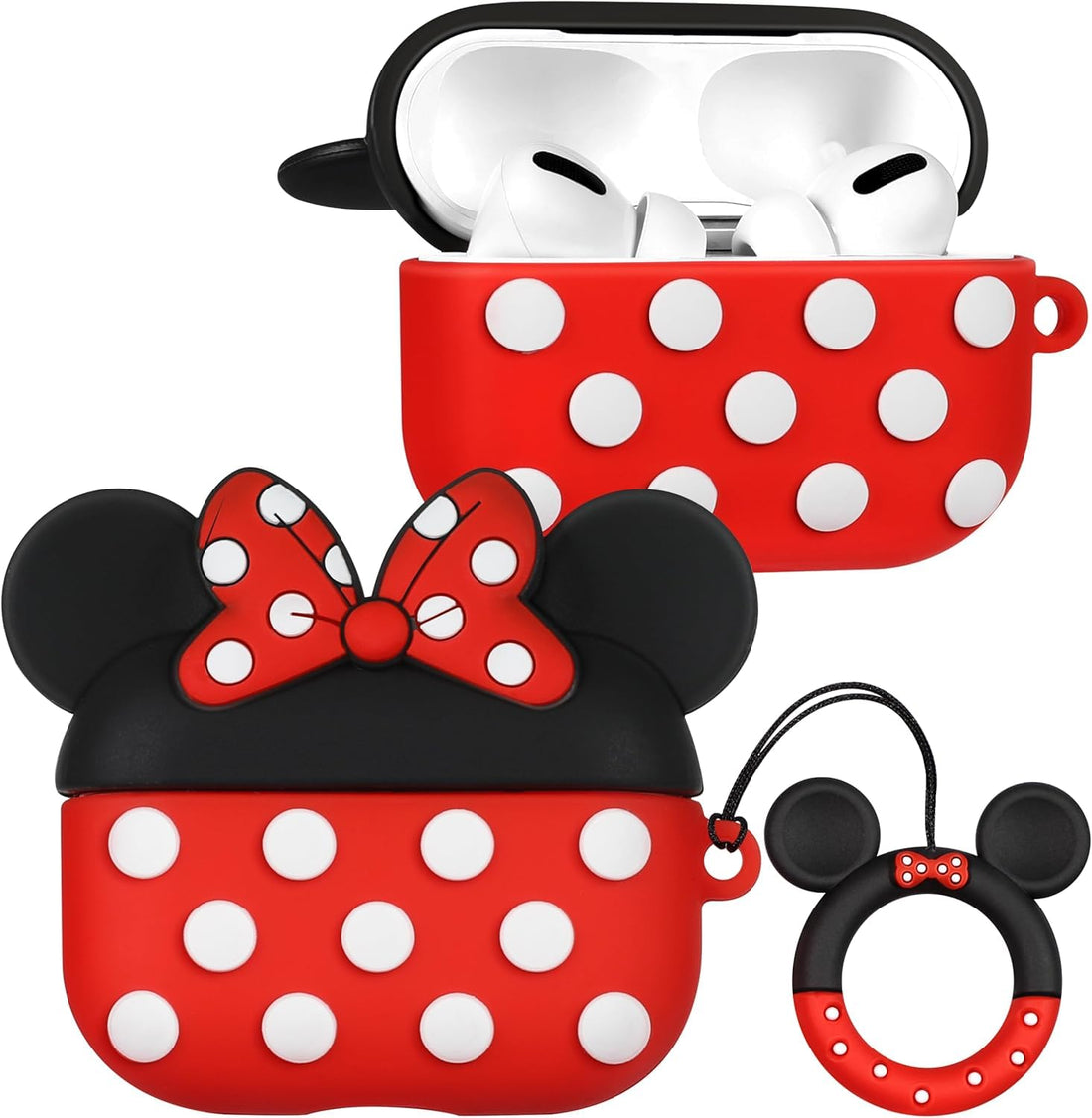 Case for AirPods Pro 1st Generation Earbuds (2019) with Keychain, 3D Cute Cartoon Skin Design Silicone Charging Case Protective Shockproof Covers for AirPods Pro Mickey