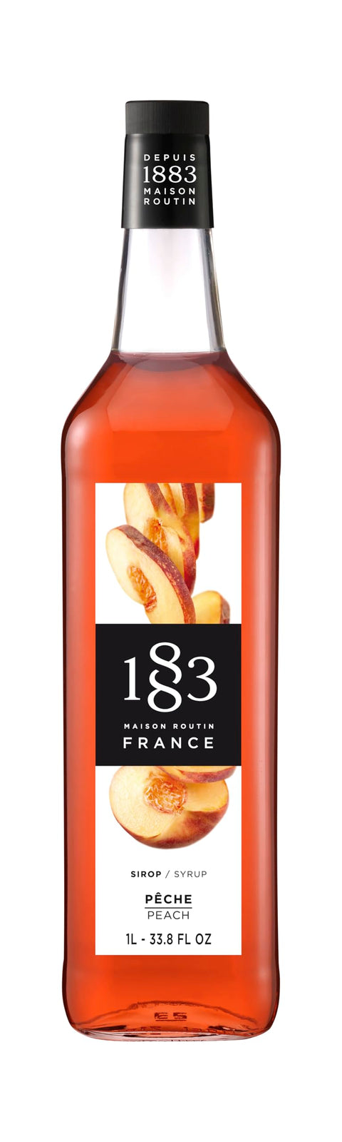 1883 MAISON ROUTIN FRANCE, Peach Syrup, Glass Bottle, 1 Liter, Made in France