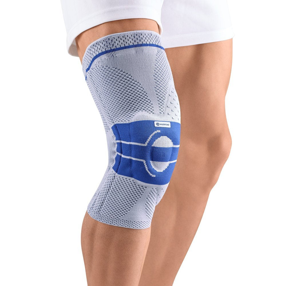 Medical Knee Brace with Silicone Support, Grey and Blue Mesh, 42cm, Knee Joint Brace for Sports and Arthritis (L)