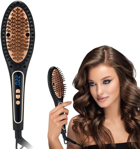 Hair Dryer Brush Hot Air Comb One-Step Volumizer Steam Styler With LCD Fast Heating Straightening Blow Dryer 61W For All Hair Types HG-103
