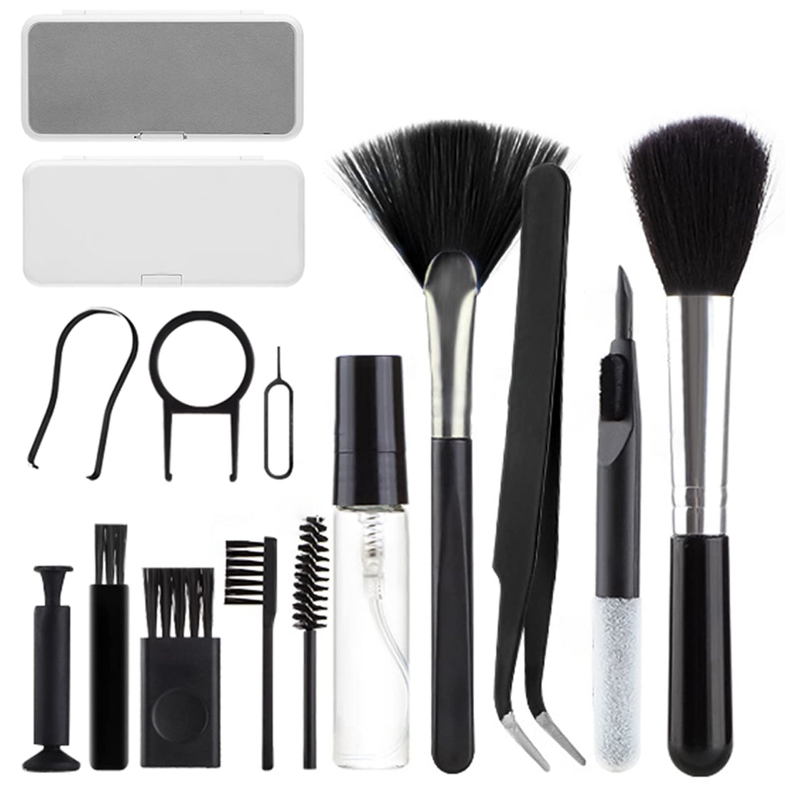 18 in 1 Cleaning Kit Multi-Function Computer Cleaner Tool with Storage Box Earbuds Keyboard Screen Cleaner, for Laptops Phones Tablets Headphones Cameras and More