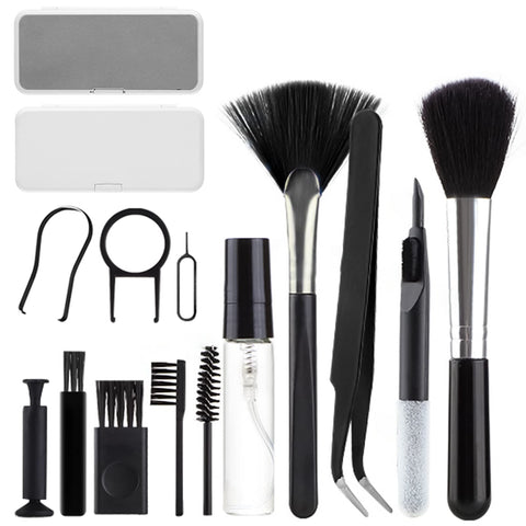 18 in 1 Cleaning Kit Multi-Function Computer Cleaner Tool with Storage Box Earbuds Keyboard Screen Cleaner, for Laptops Phones Tablets Headphones Cameras and More
