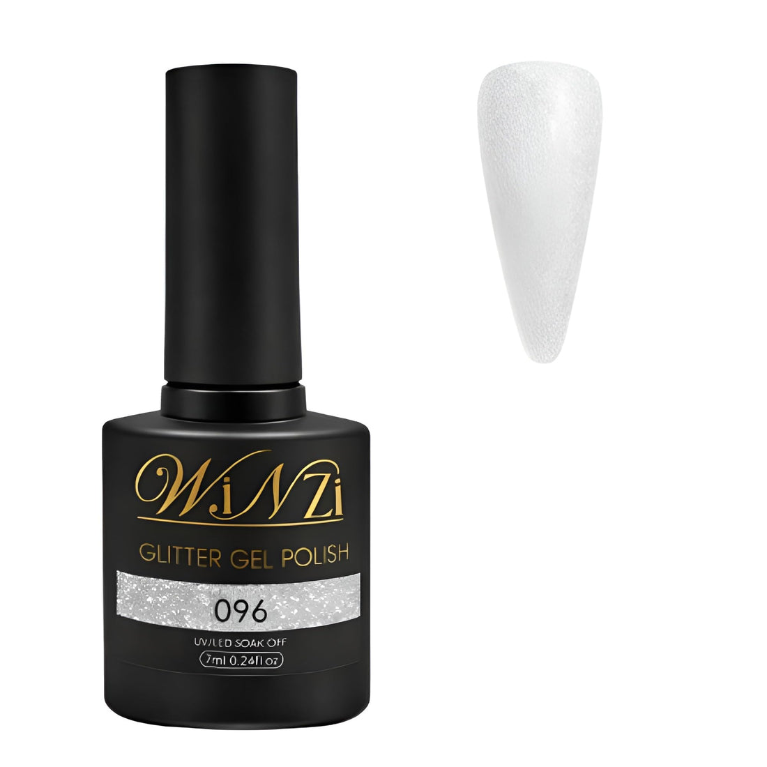 Bright Silver Glitter Gel Nail Polish 7ML, Full Coverage Sparkling Silver Soak Off UV LED Gel, High Shine Long Lasting Color for Party, Holiday & Everyday Nail Art (096)