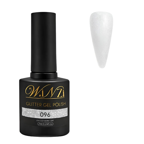 Bright Silver Glitter Gel Nail Polish 7ML, Full Coverage Sparkling Silver Soak Off UV LED Gel, High Shine Long Lasting Color for Party, Holiday & Everyday Nail Art (096)