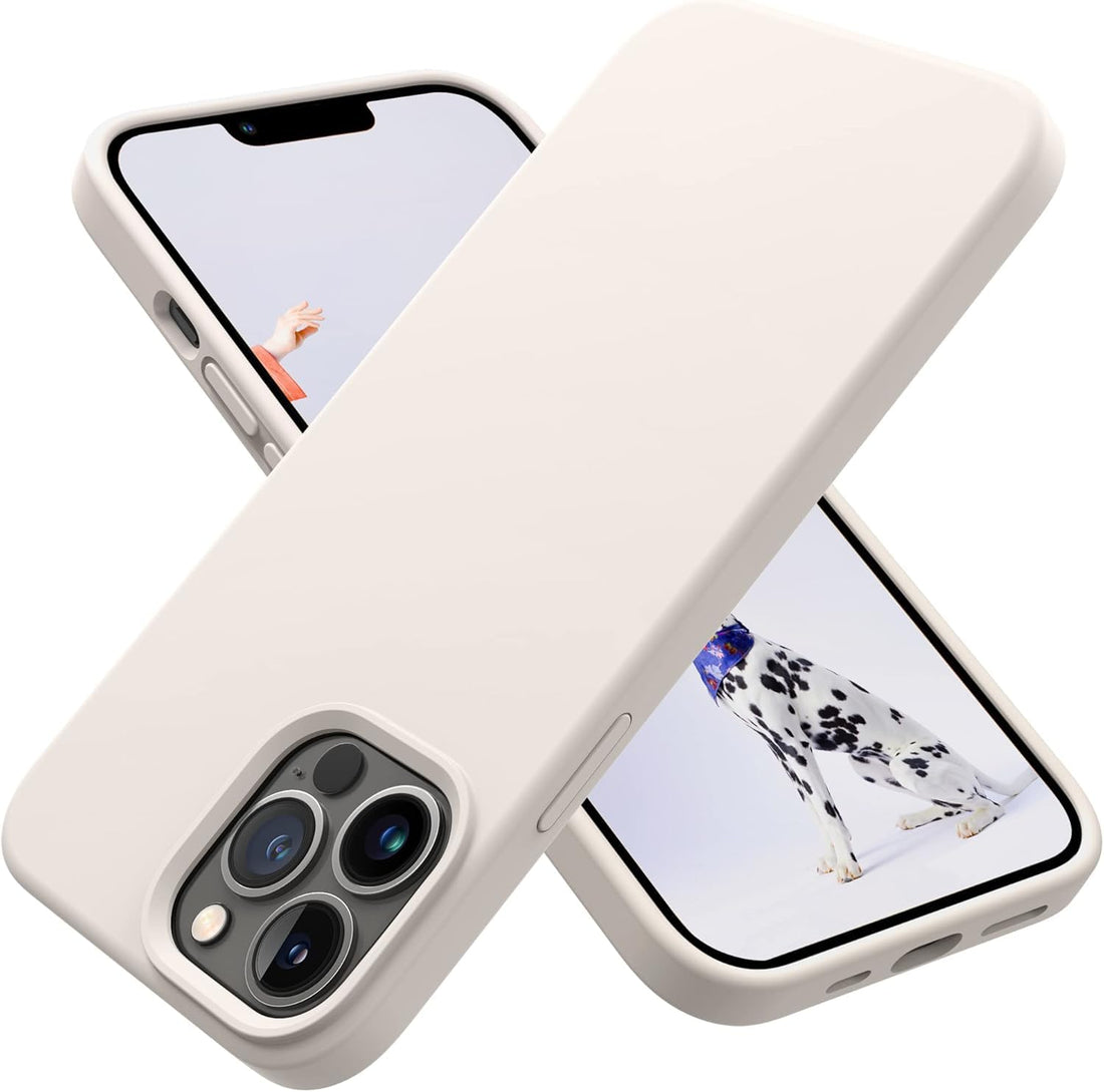 Silicone Case for iPhone 13 Pro Max (6.7"), Compatible Shockproof Slim Thin Phone Cover, Soft Microfiber Lining & Anti-Scratch Tough Acrylic Back, Full Body Protective Case (Stone)