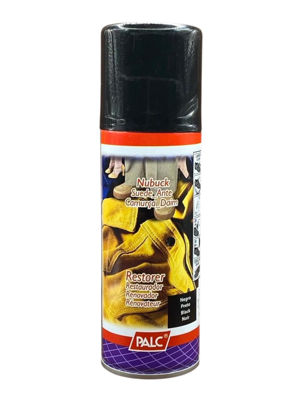 PALC Restorer Spray 200 ml in Black to restore and enhance the appearance of black shoes.