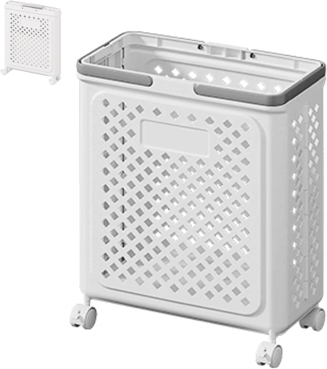 Next Store Laundry Basket with Wheels, Foldable Laundry Basket for Clothes Organization, Small Plastic Space Saving, Easy to Move, Suitable for Bedroom, Bathroom, Home Closet