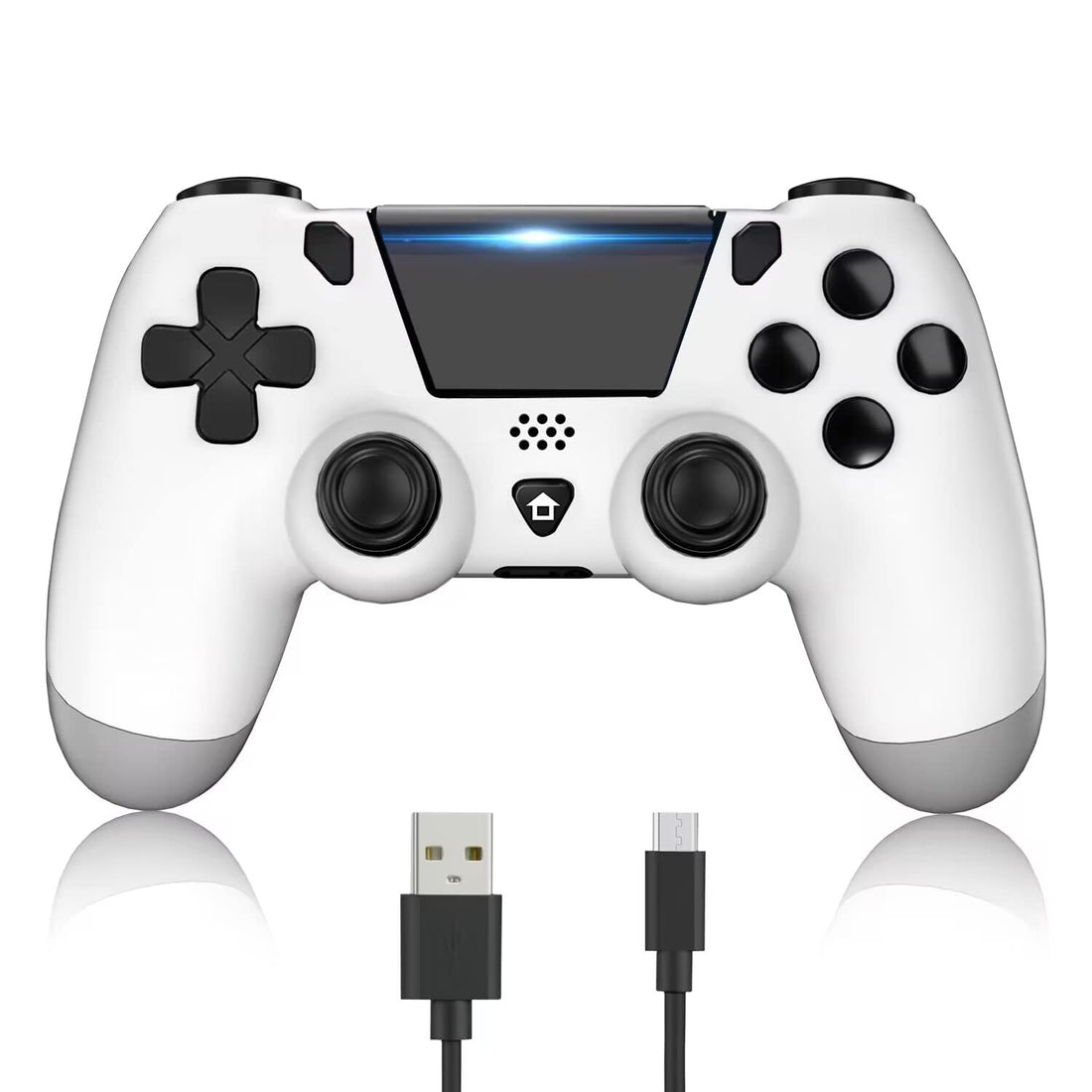 YUYIU Wireless Upgrade Controller for PS4 Remote Plays-tation 4/Slim/Pro/PC, Controllers with Dual Vibration Shock Speaker, Headphone Jack Touch Pad Six Axis Motion Control (White)