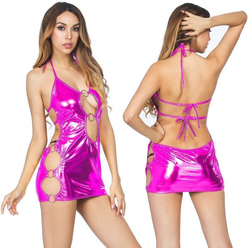 Fuschia Baby Doll Leather Lingerie