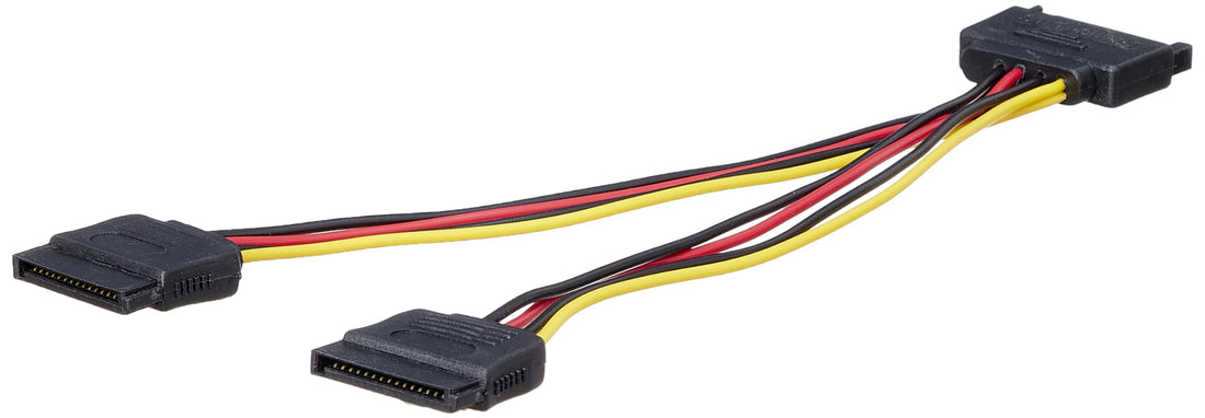 Zonic Z1185 SATA Power Cable,SATA II Hard Disk 15Pin Male 1 to 2 Female Splitter Extension Power Cable for SSD HDD 5V, 12V - 20cm