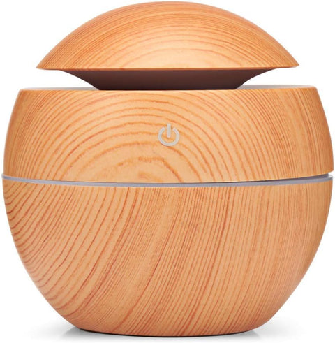 Wooden Cool Mist Humidifier Essential Oil Diffuser Aroma Air Humidifier with Colorful Light for Car, Office, Babies, Home, Room Gift For Her (Light Brown)
